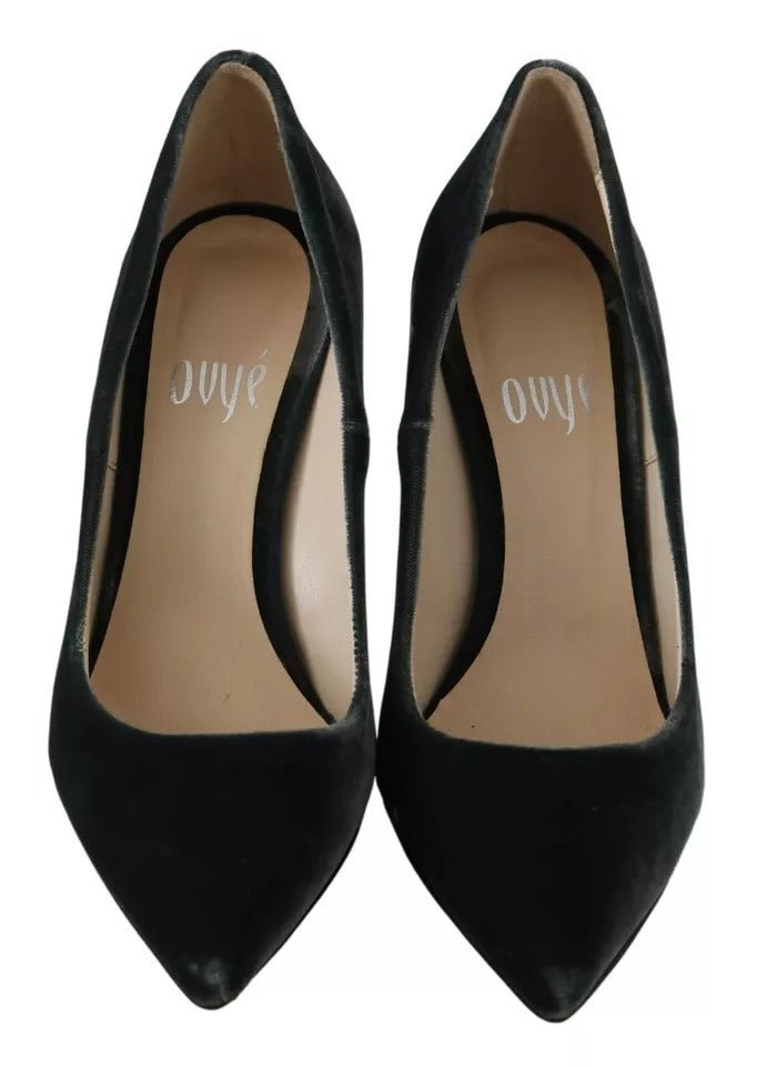 Ovyé Gray Velvet Dress Stiletto Pumps Shoes - RIMODA