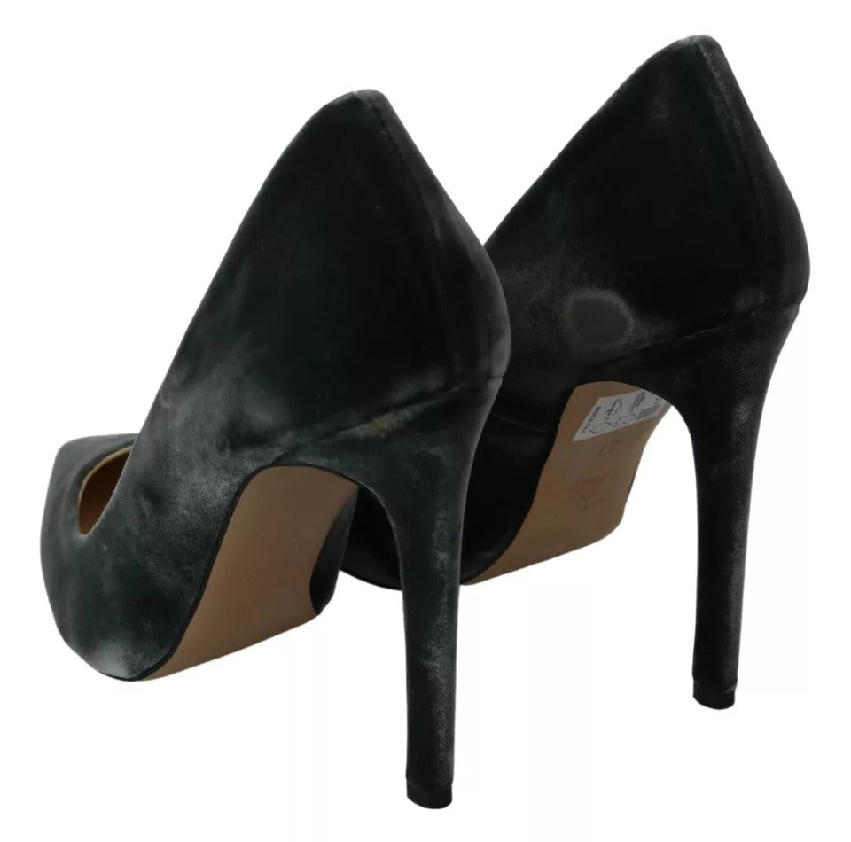 Ovyé Gray Velvet Dress Stiletto Pumps Shoes - RIMODA