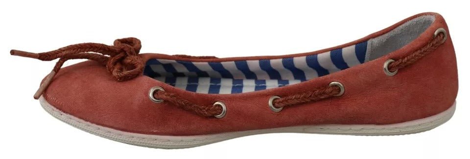 Pantofola D'Oro Coral Suede Lace Bow Loafers Ballet Flat Shoes - RIMODA