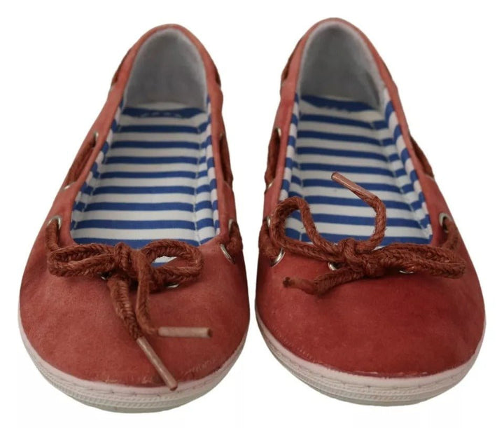 Pantofola D'Oro Coral Suede Lace Bow Loafers Ballet Flat Shoes - RIMODA