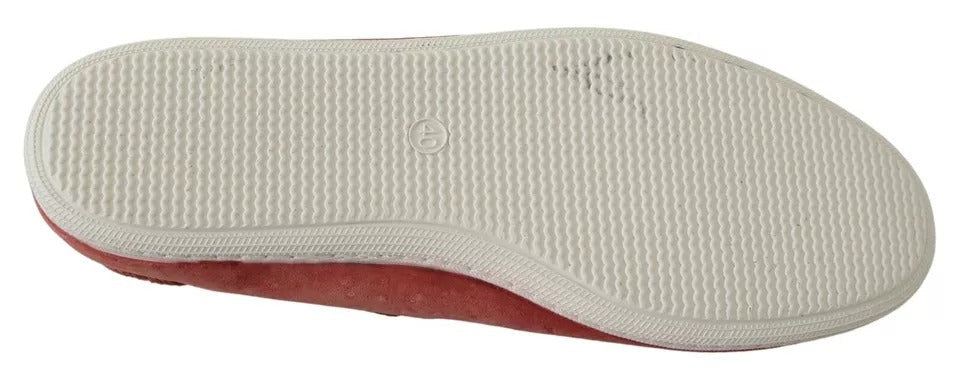 Pantofola D'Oro Scarlet Red Blue Stripe Flat Slip-On Shoes - RIMODA