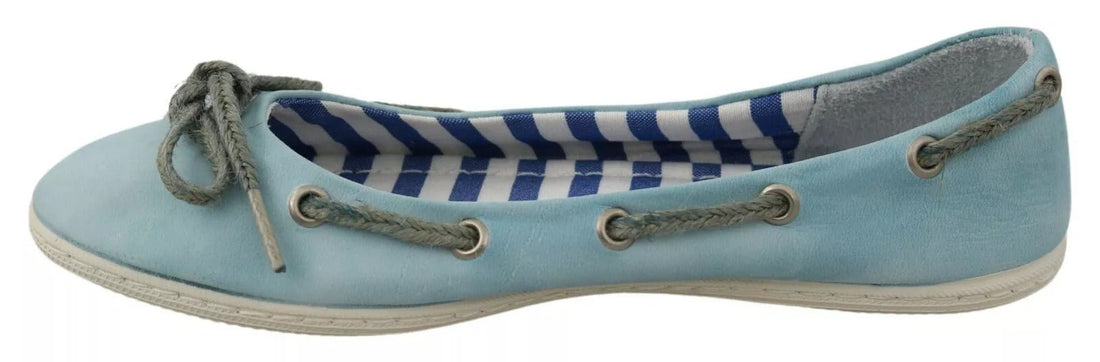 Pantofola D'Oro Sky Blue Suede Lace Bow Loafers Ballet Flat Shoes - RIMODA