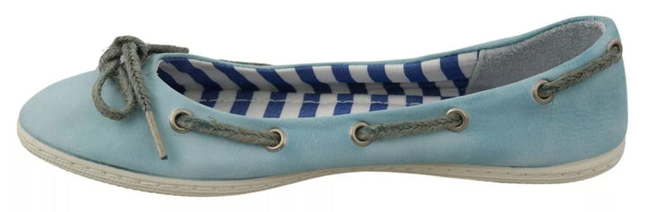 Pantofola D'Oro Sky Blue Suede Lace Bow Loafers Ballet Flat Shoes - RIMODA
