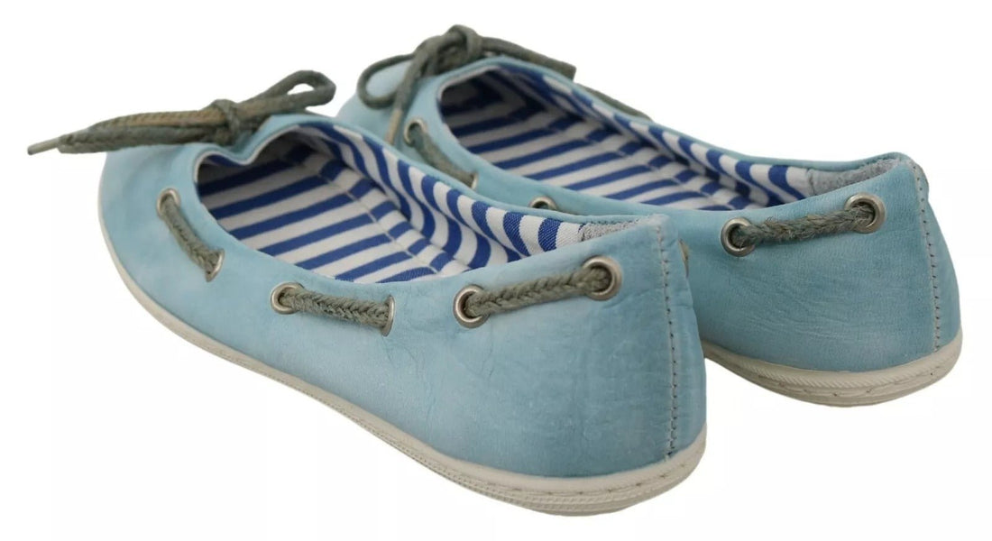 Pantofola D'Oro Sky Blue Suede Lace Bow Loafers Ballet Flat Shoes - RIMODA