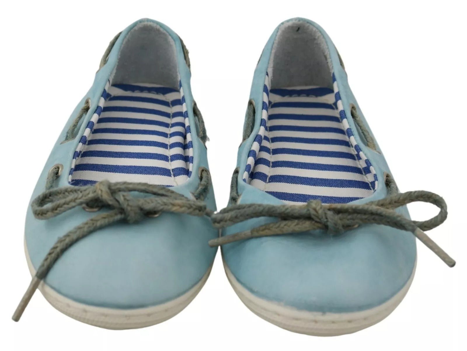 Pantofola D'Oro Sky Blue Suede Lace Bow Loafers Ballet Flat Shoes - RIMODA