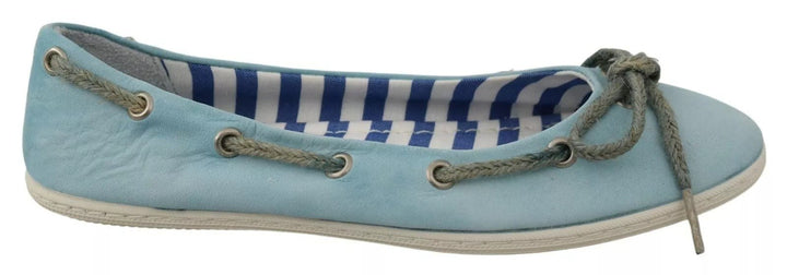 Pantofola D'Oro Sky Blue Suede Lace Bow Loafers Ballet Flat Shoes - RIMODA