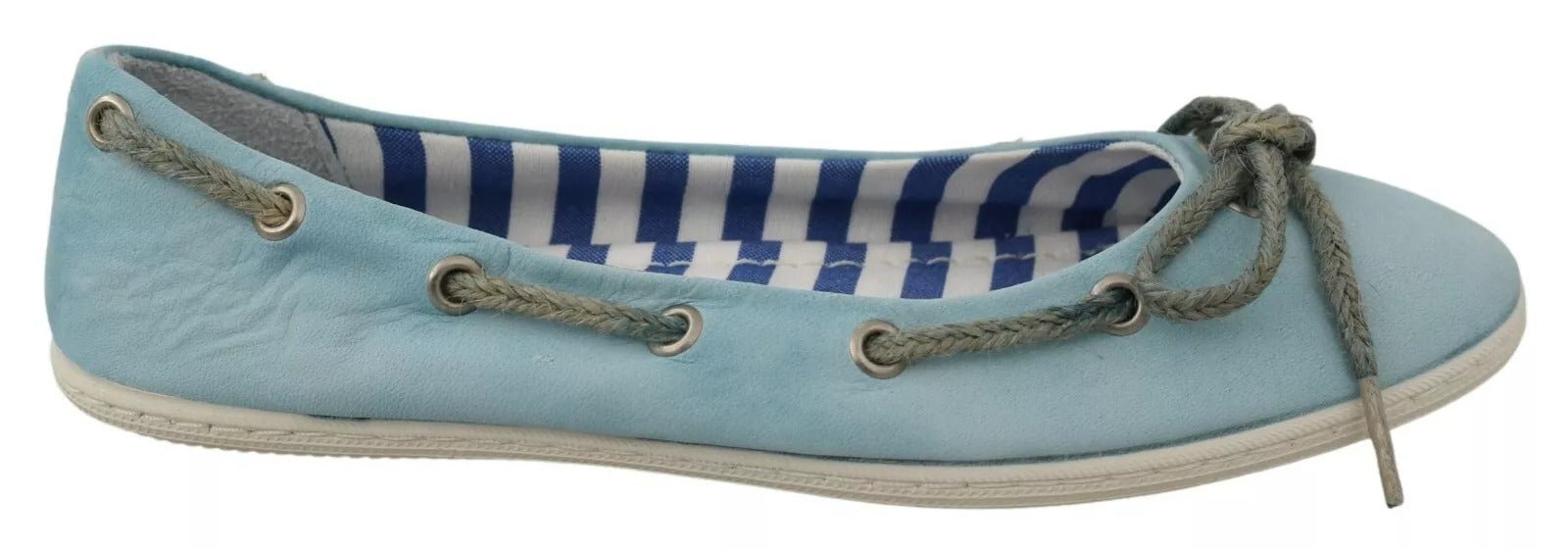 Pantofola D'Oro Sky Blue Suede Lace Bow Loafers Ballet Flat Shoes - RIMODA