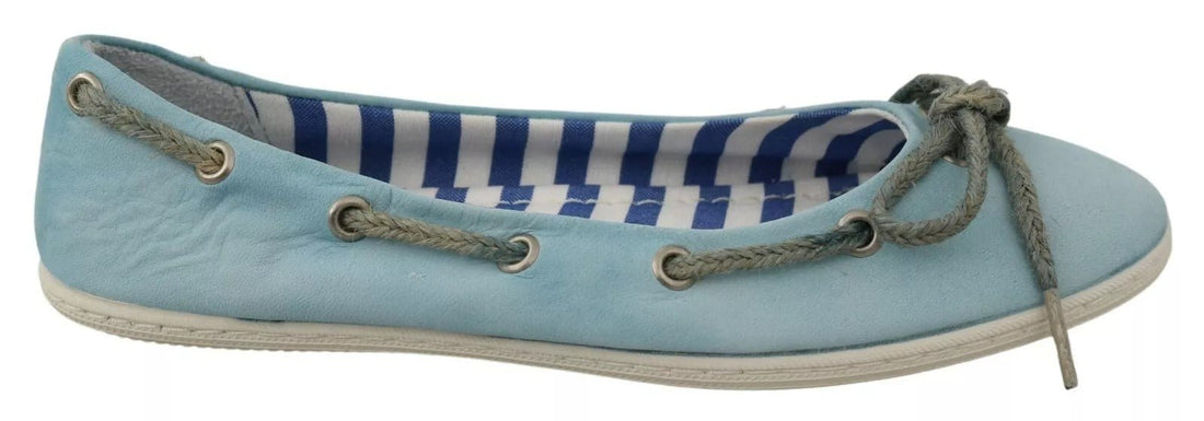 Pantofola D'Oro Sky Blue Suede Lace Bow Loafers Ballet Flat Shoes - RIMODA