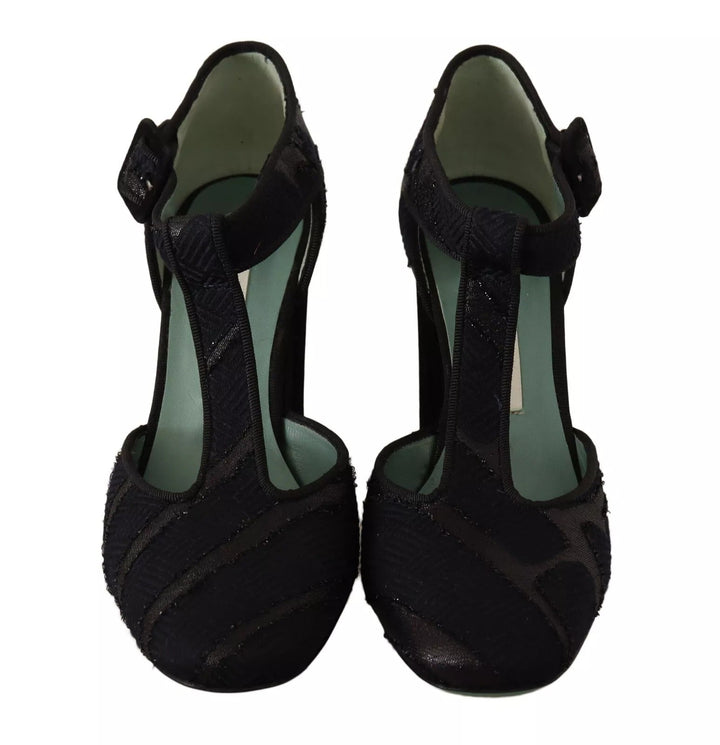 Paola D'Arcano Black Suede Leather Block Heels Sandals Shoes - RIMODA