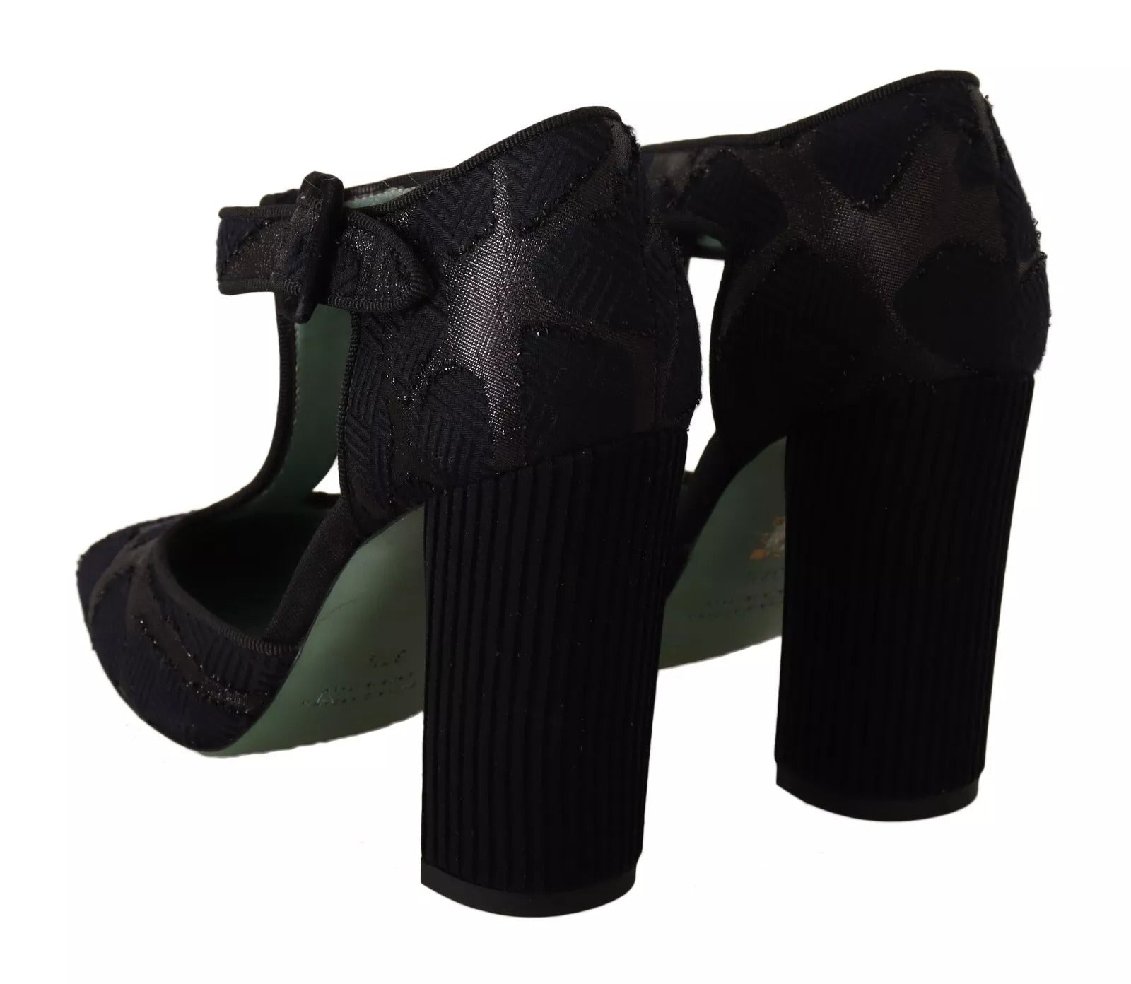 Paola D'Arcano Black Suede Leather Block Heels Sandals Shoes - RIMODA