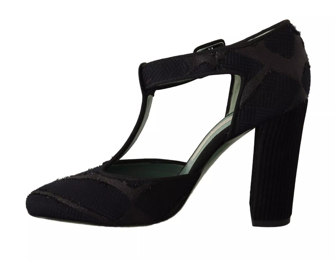 Paola D'Arcano Black Suede Leather Block Heels Sandals Shoes - RIMODA