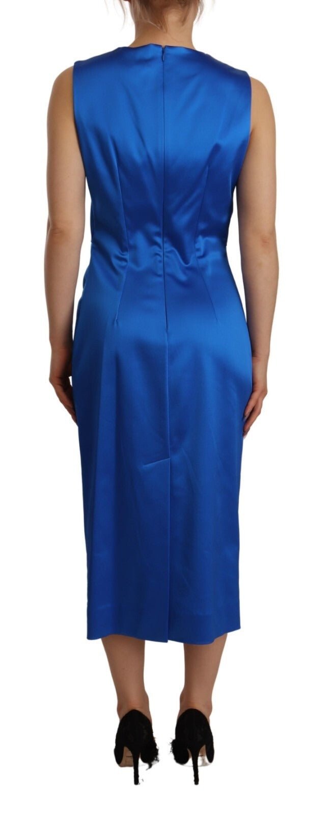 Parosh Acetate Royal Blue Roundneck Sleeveless Sheath Midi Dress - RIMODA