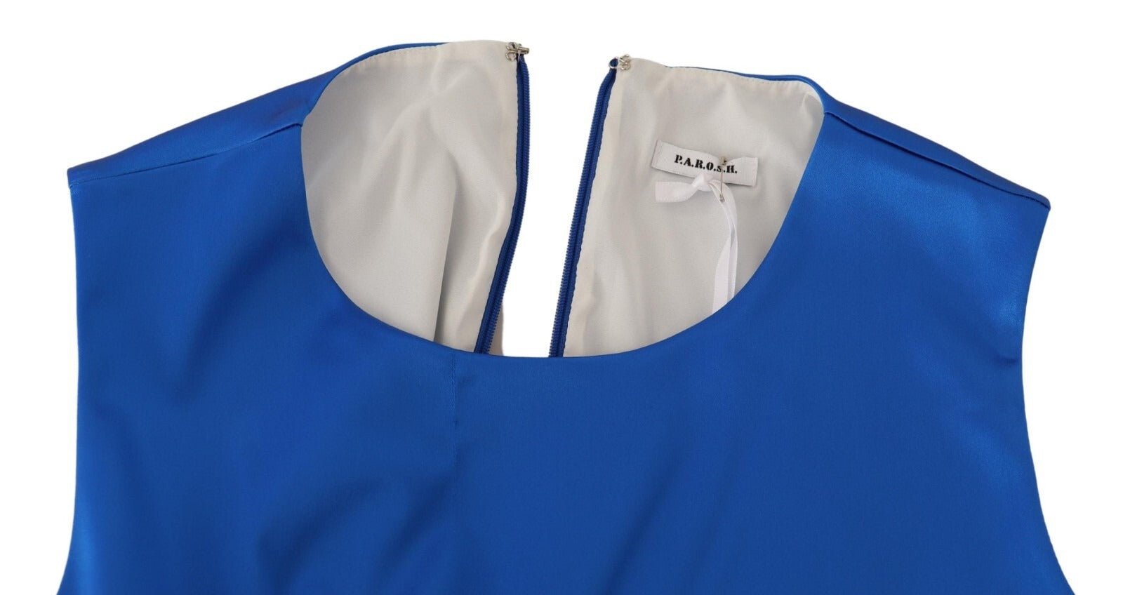 Parosh Acetate Royal Blue Roundneck Sleeveless Sheath Midi Dress - RIMODA