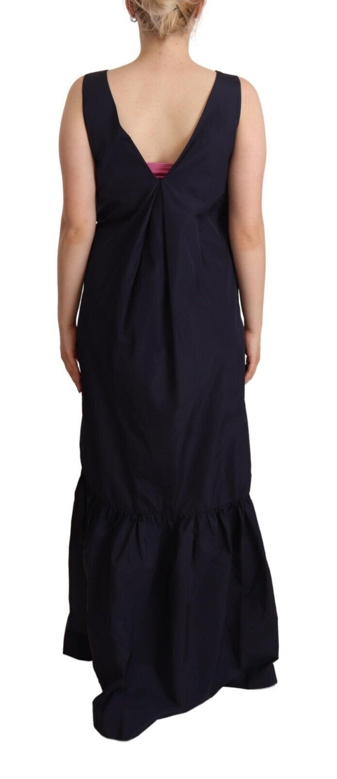 P.A.R.O.S.H. Navy Blue Sleeveless Round Neck Mermaid Long Dress - RIMODA