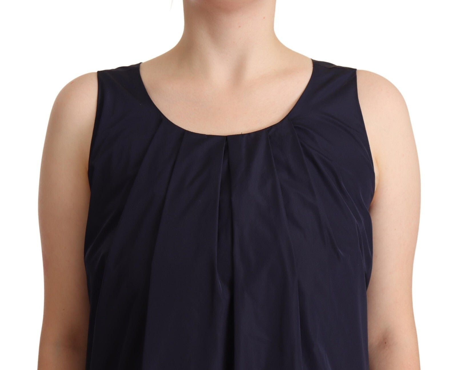 P.A.R.O.S.H. Navy Blue Sleeveless Round Neck Mermaid Long Dress - RIMODA