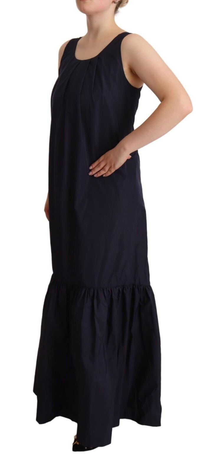 P.A.R.O.S.H. Navy Blue Sleeveless Round Neck Mermaid Long Dress - RIMODA