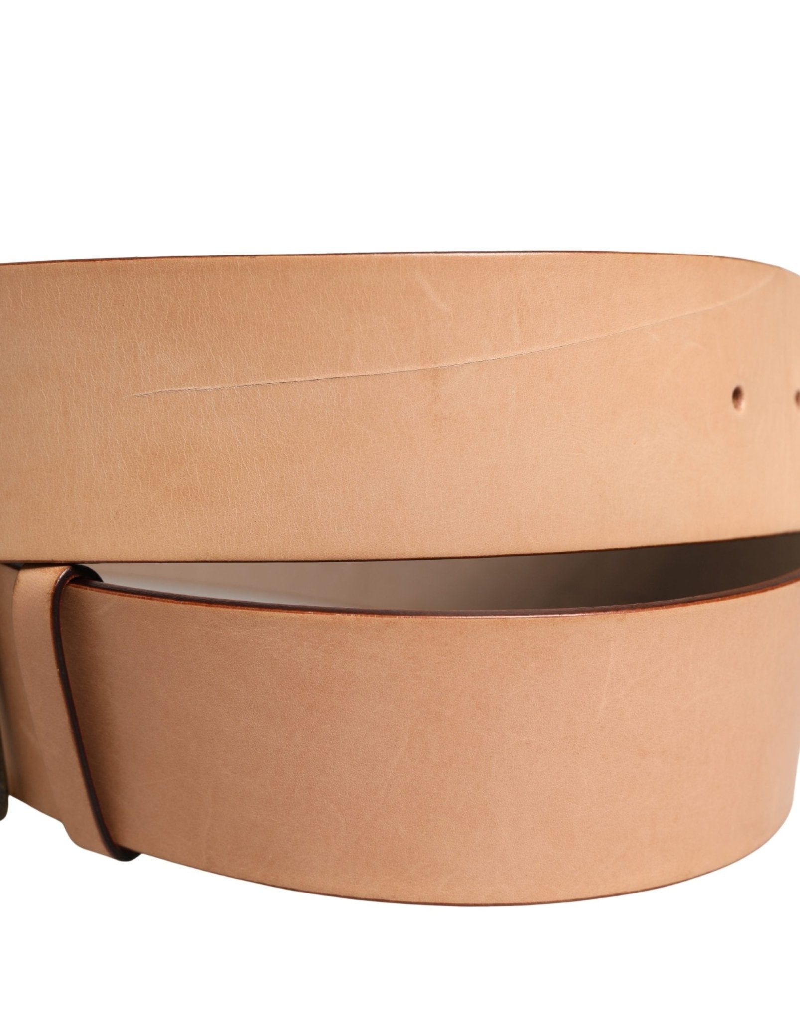 Patrizia Pepe Beige Genuine Leather Wide Waist Metal Buckle Belt - RIMODA