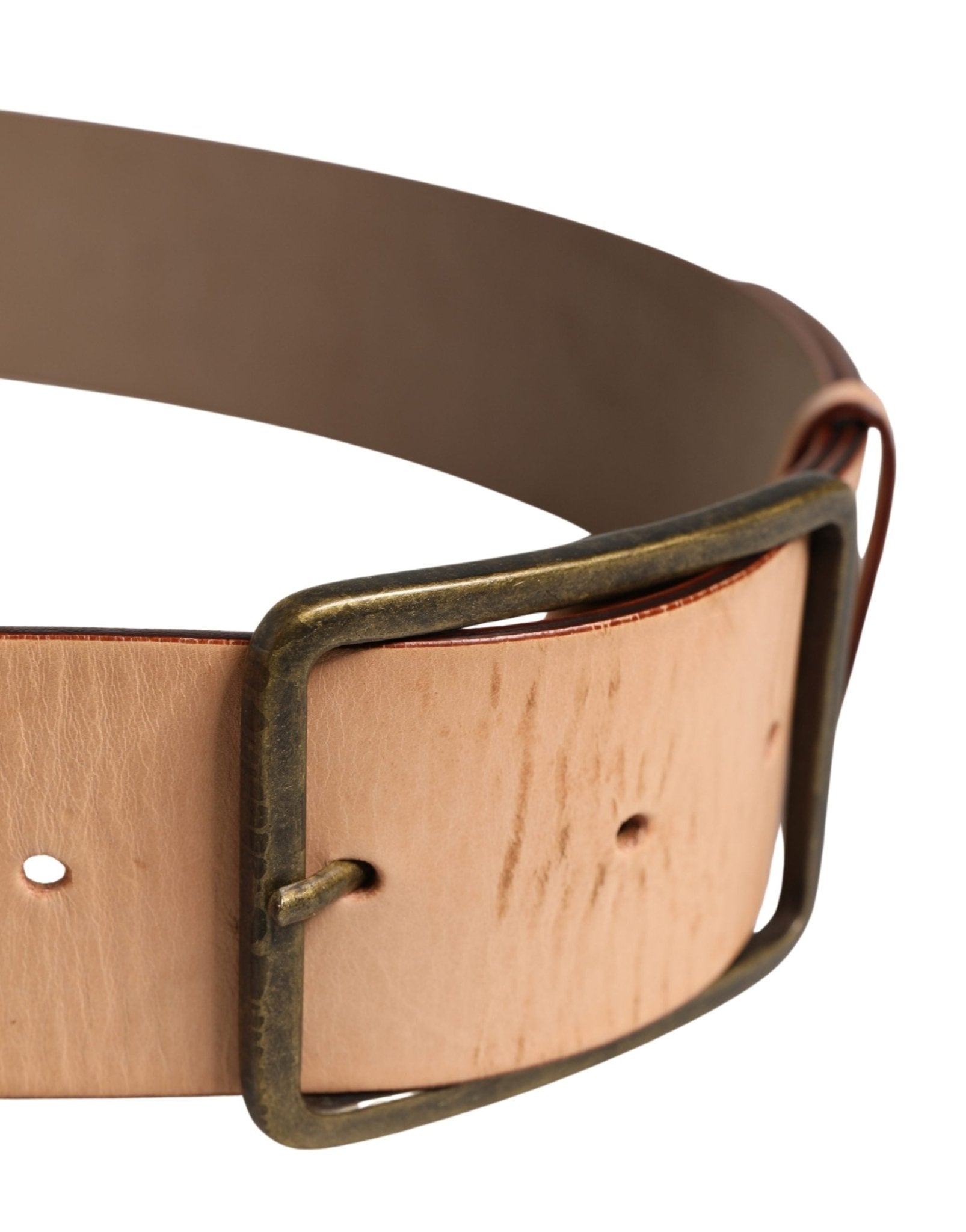 Patrizia Pepe Beige Genuine Leather Wide Waist Metal Buckle Belt - RIMODA