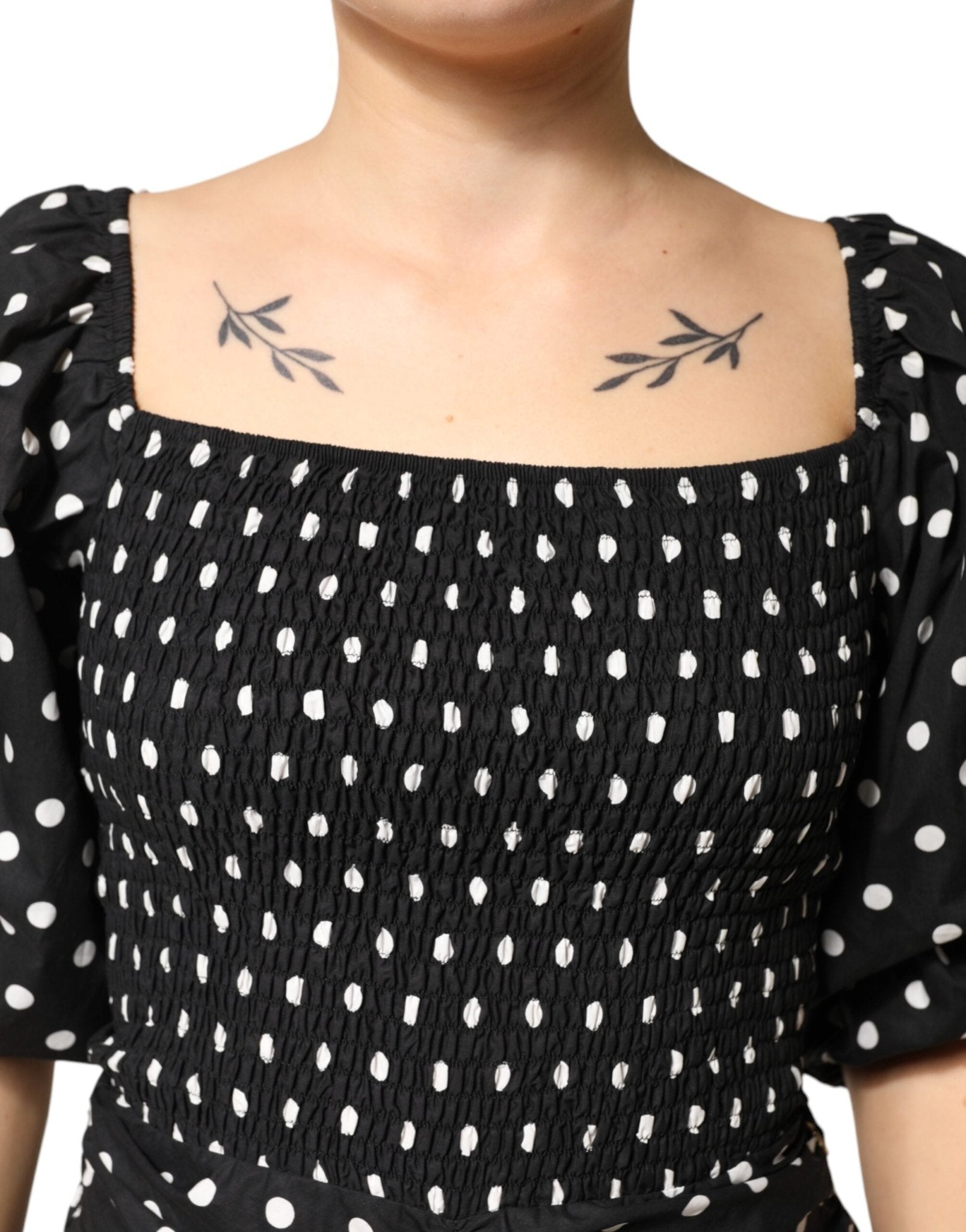 Patrizia Pepe Black White Polka Dot Short Sleeves Mini Dress - RIMODA