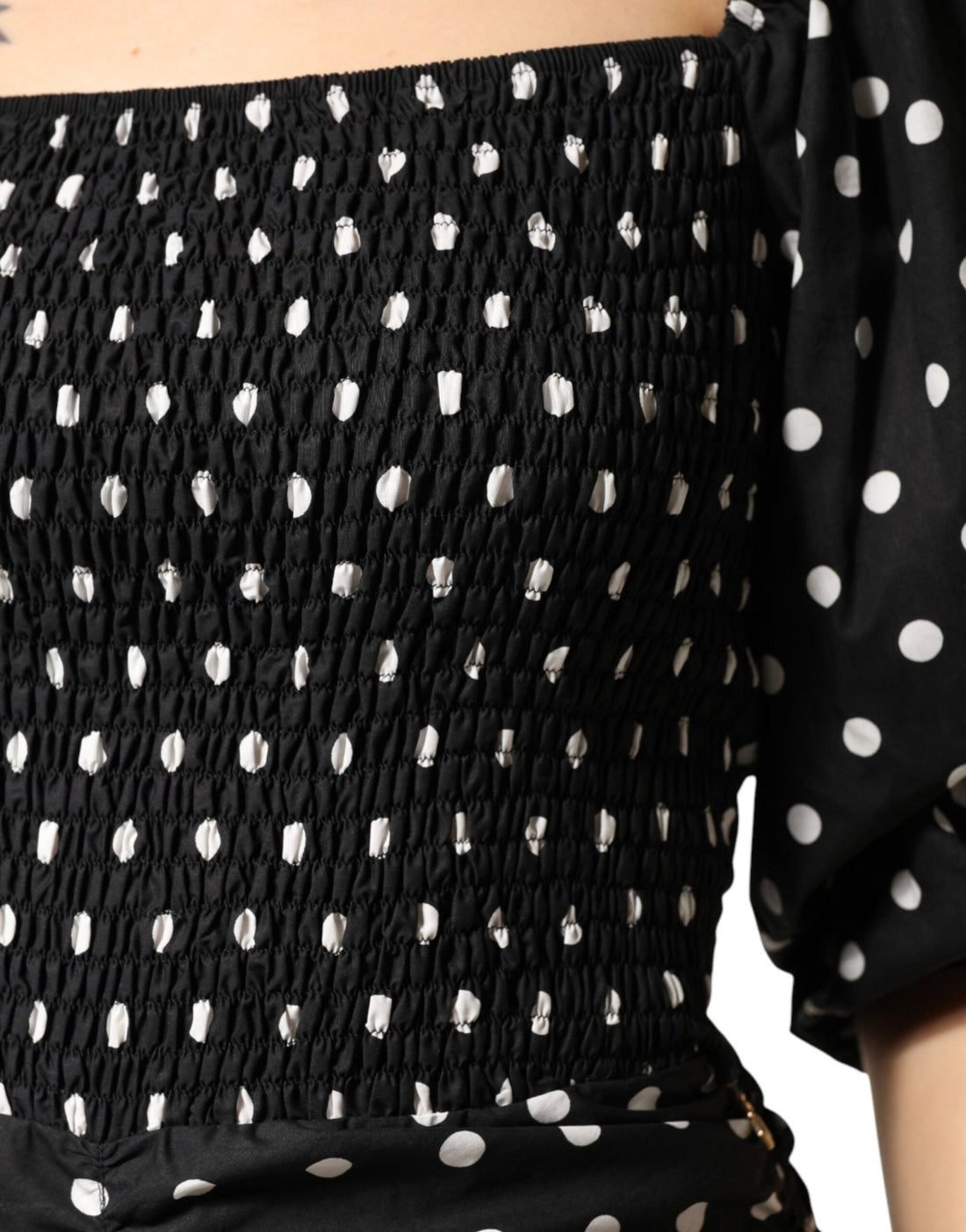Patrizia Pepe Black White Polka Dot Short Sleeves Mini Dress - RIMODA