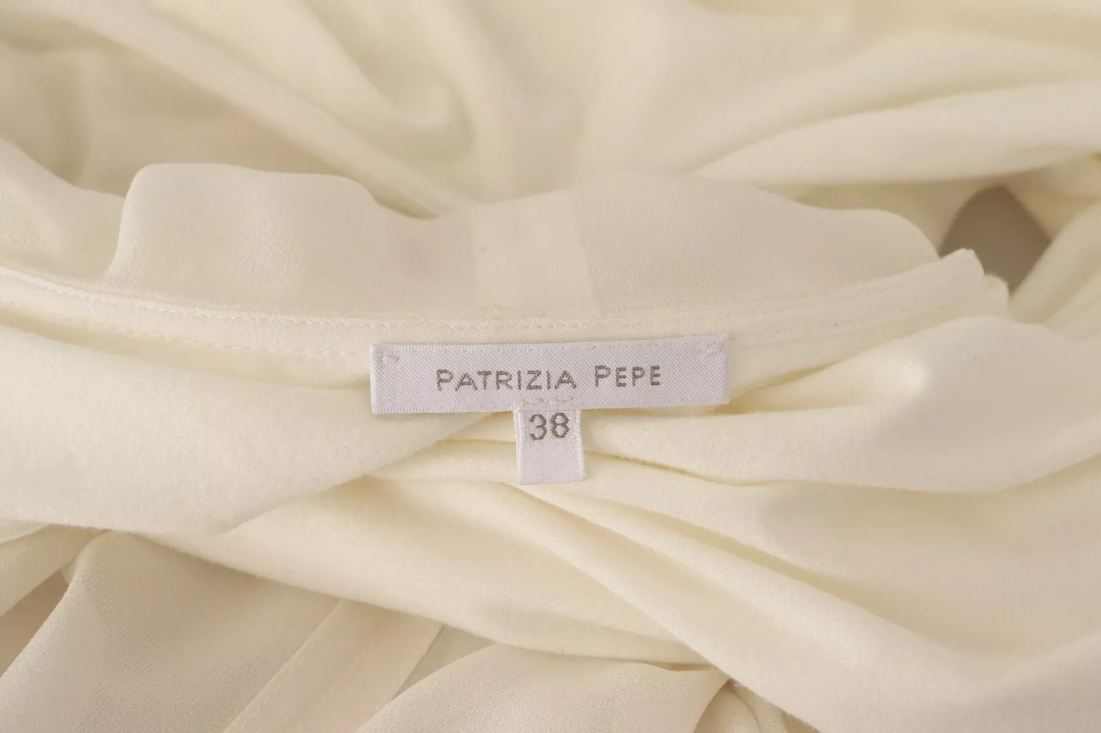 Patrizia Pepe Off White Silk Long Sleeves Deep Vneck Top - RIMODA