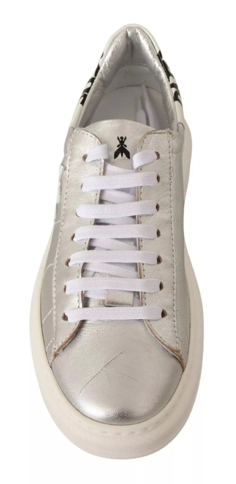 Patrizia Pepe Silver Full Grain Leather Lace Up Sneakers Shoes - RIMODA