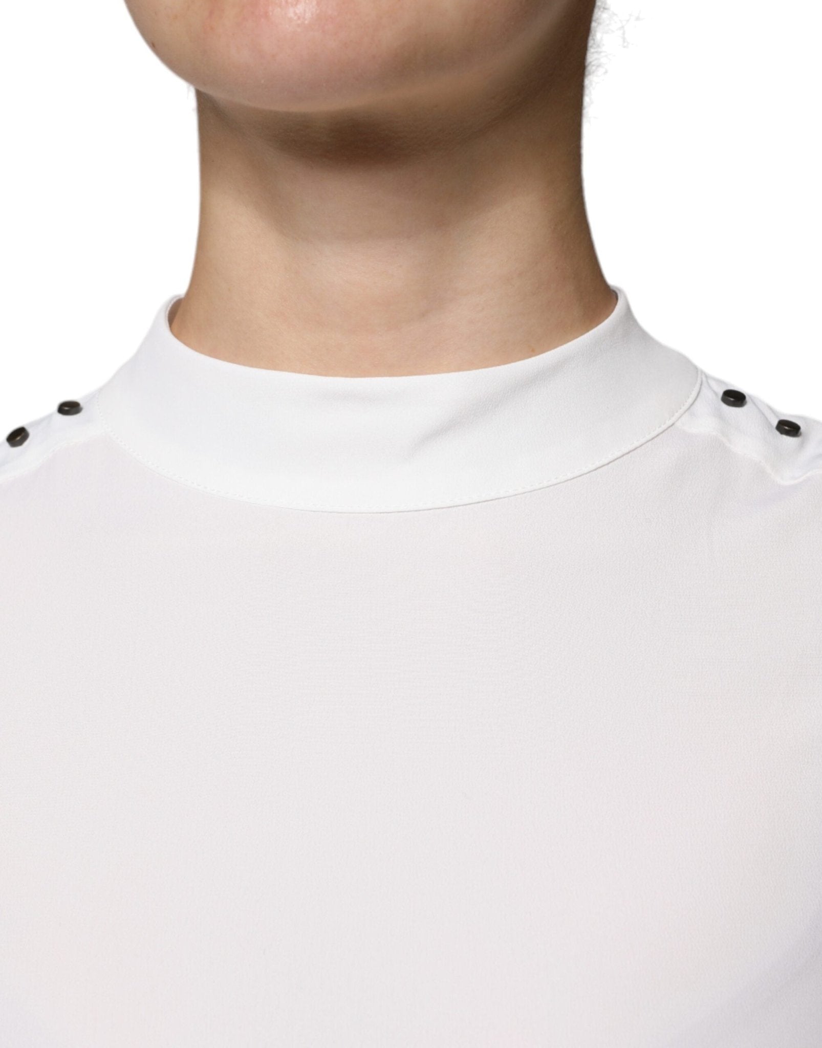 Patrizia Pepe White Mock Neckline Sleeveless Tank Blouse Top - RIMODA
