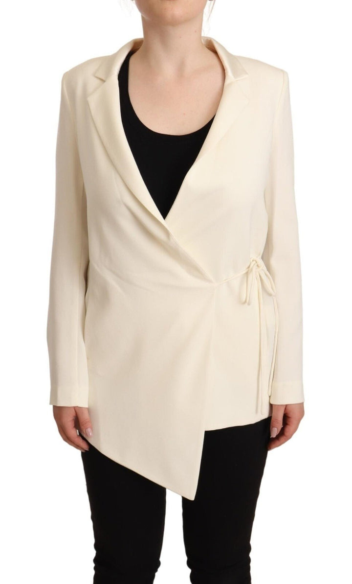 Patrizia Pepe Wrap Off White Long Sleeves Viscose Blazer Jacket - RIMODA