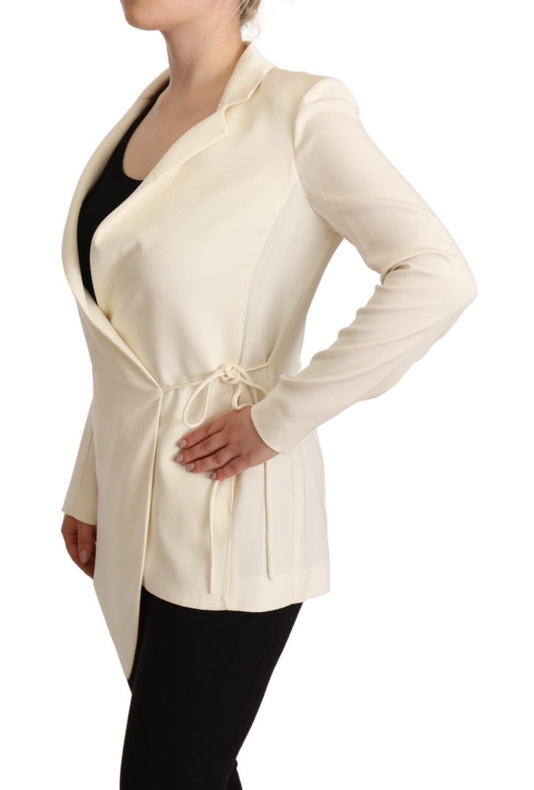 Patrizia Pepe Wrap Off White Long Sleeves Viscose Blazer Jacket - RIMODA