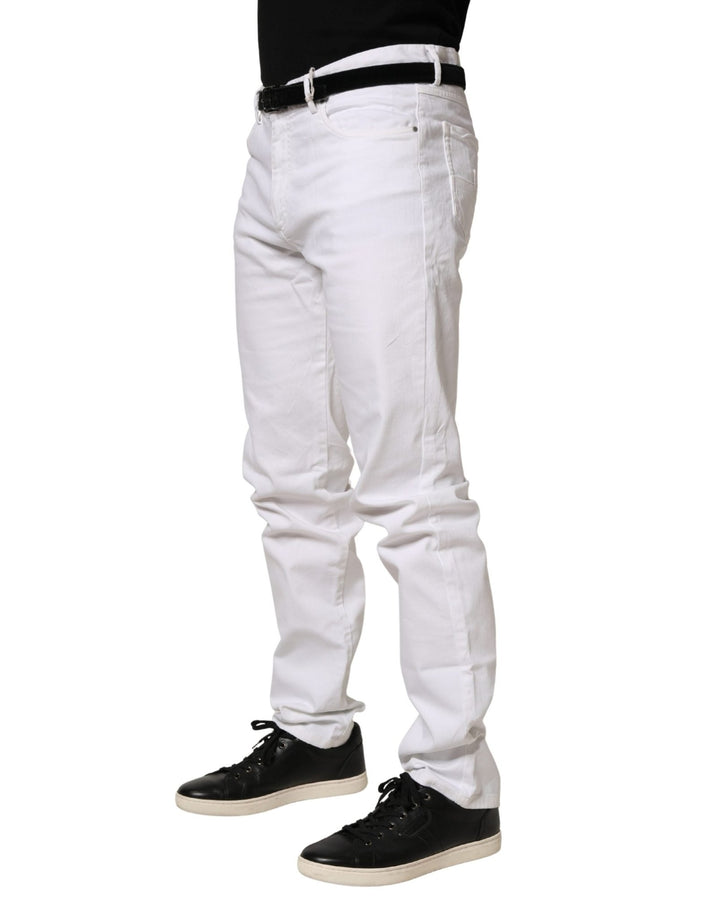Paul & Shark White Skinny Mid Waist Men Denim Trouser Jeans - RIMODA