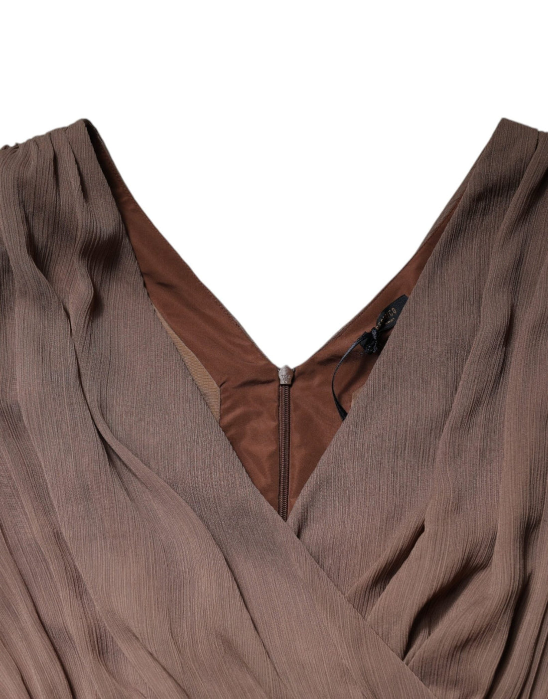 Peserico Brown Sleeveless Deep V-neck A-line Long Maxi Dress - RIMODA