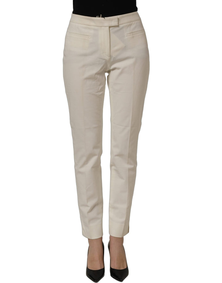 Peserico Off White MidWaist Tapered Women Chino Trouser Pants - RIMODA