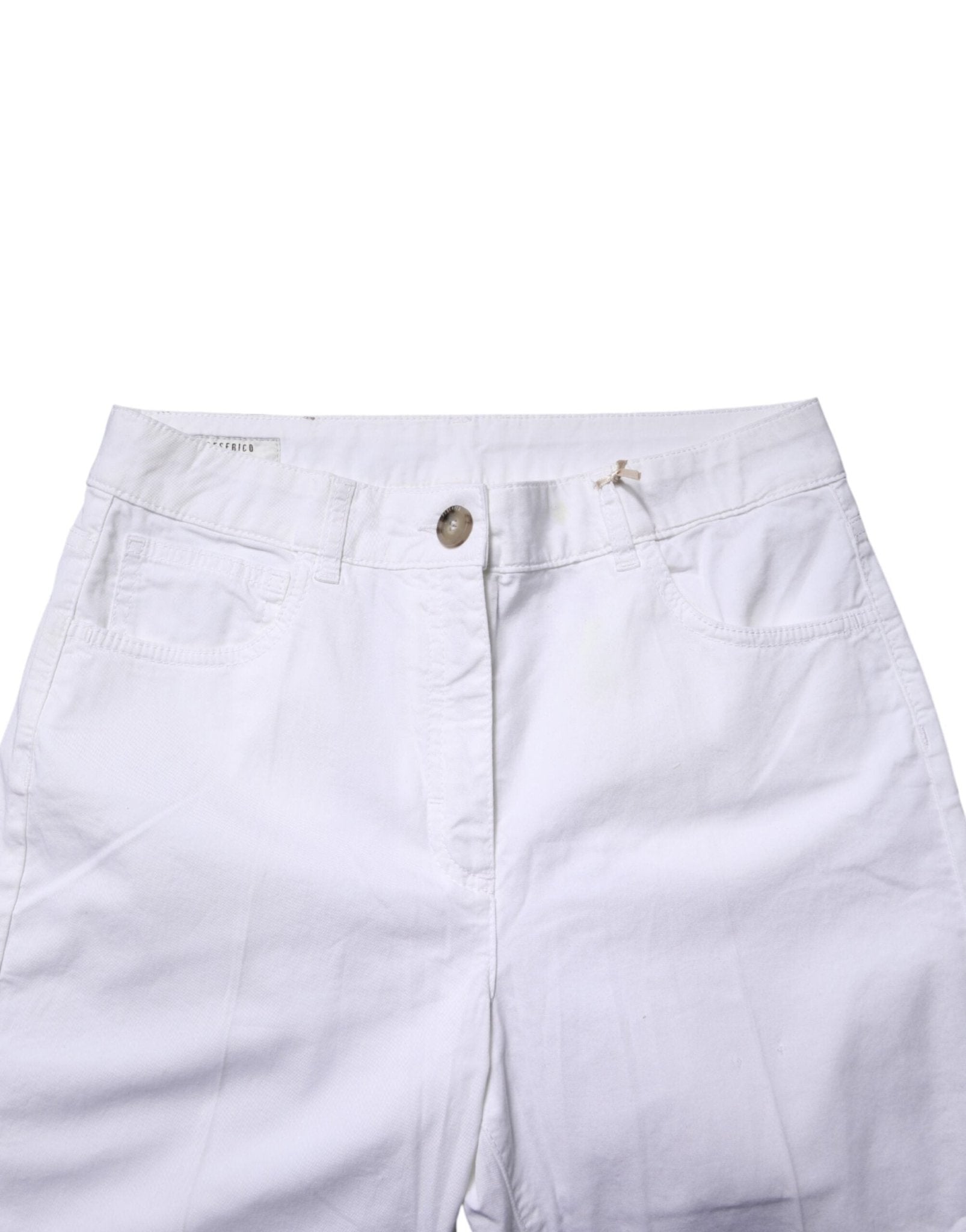 Peserico White Cotton Skinny Mid Waist Chino Trouser Pants - RIMODA