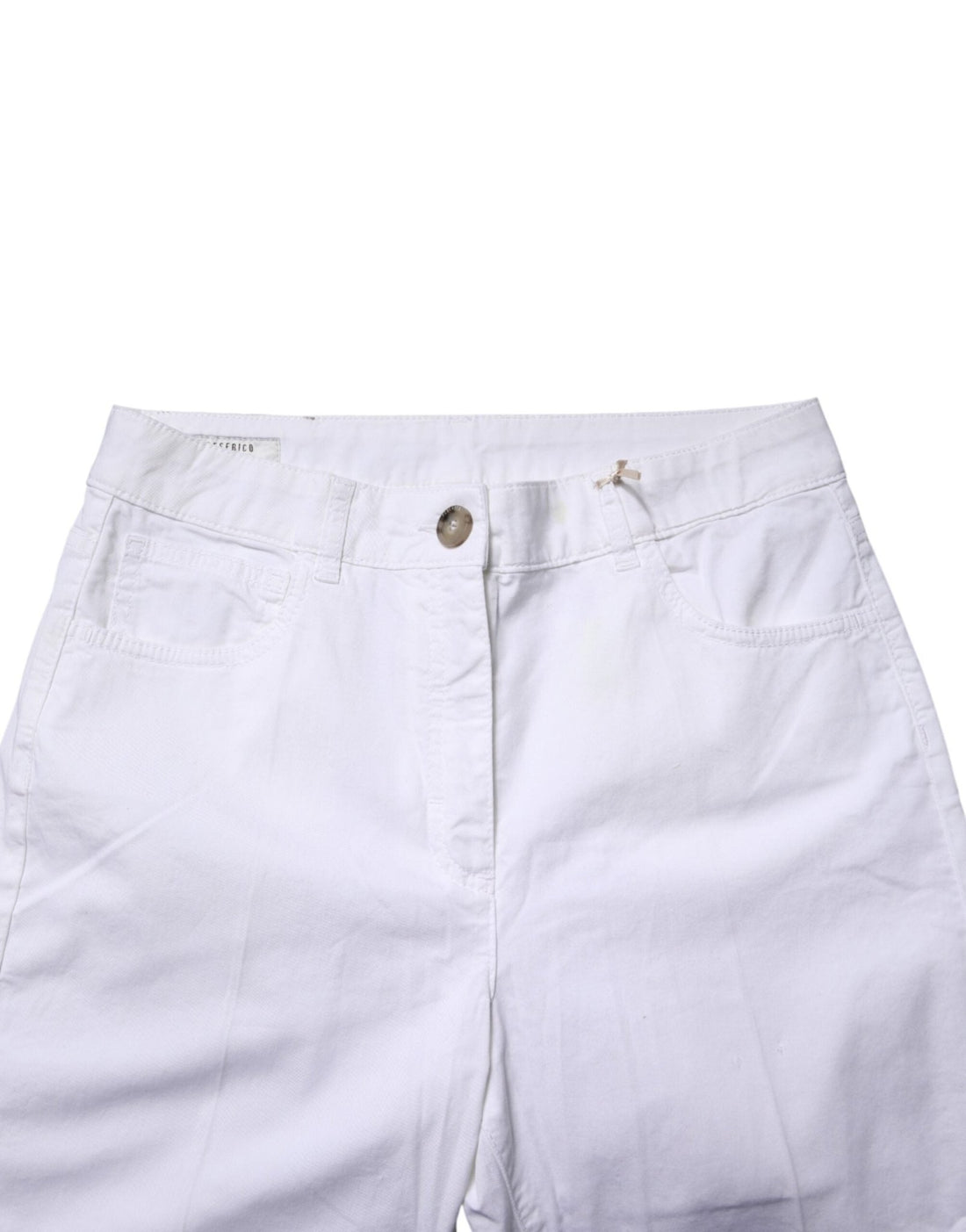 Peserico White Cotton Skinny Mid Waist Chino Trouser Pants - RIMODA