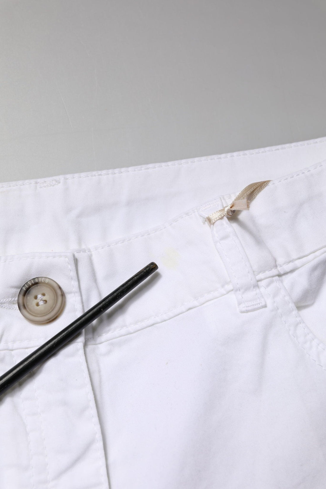 Peserico White Cotton Skinny Mid Waist Chino Trouser Pants - RIMODA