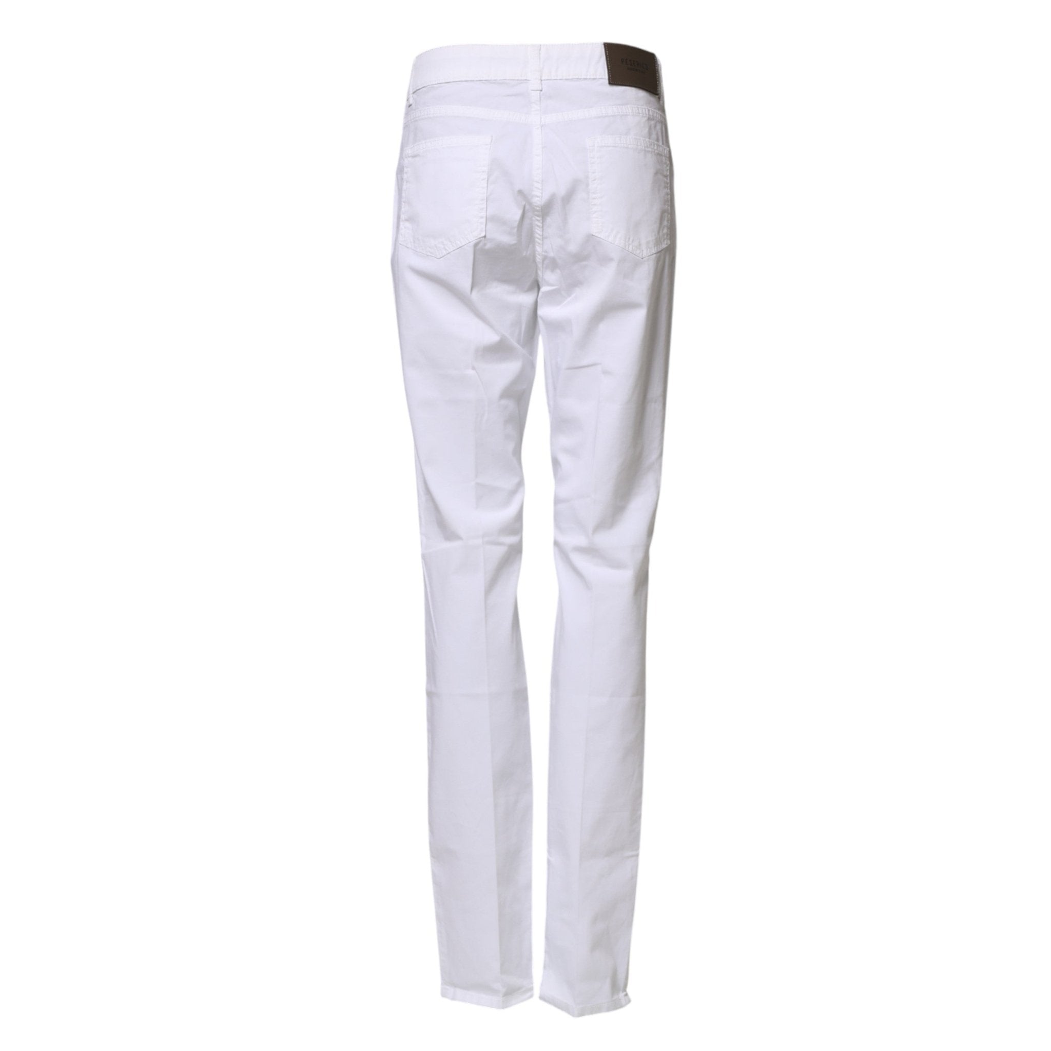 Peserico White Cotton Skinny Mid Waist Chino Trouser Pants - RIMODA