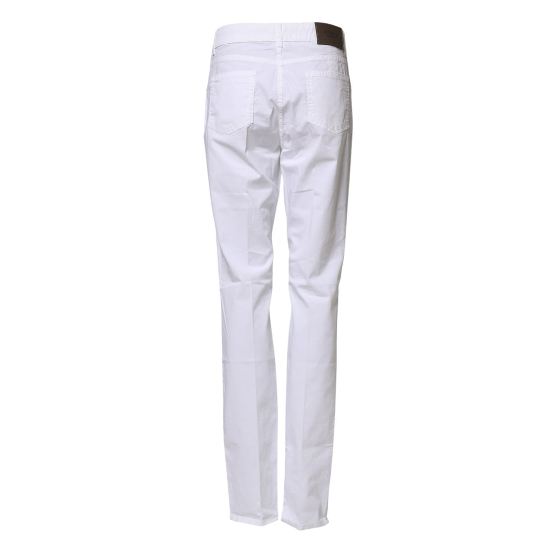 Peserico White Cotton Skinny Mid Waist Chino Trouser Pants - RIMODA