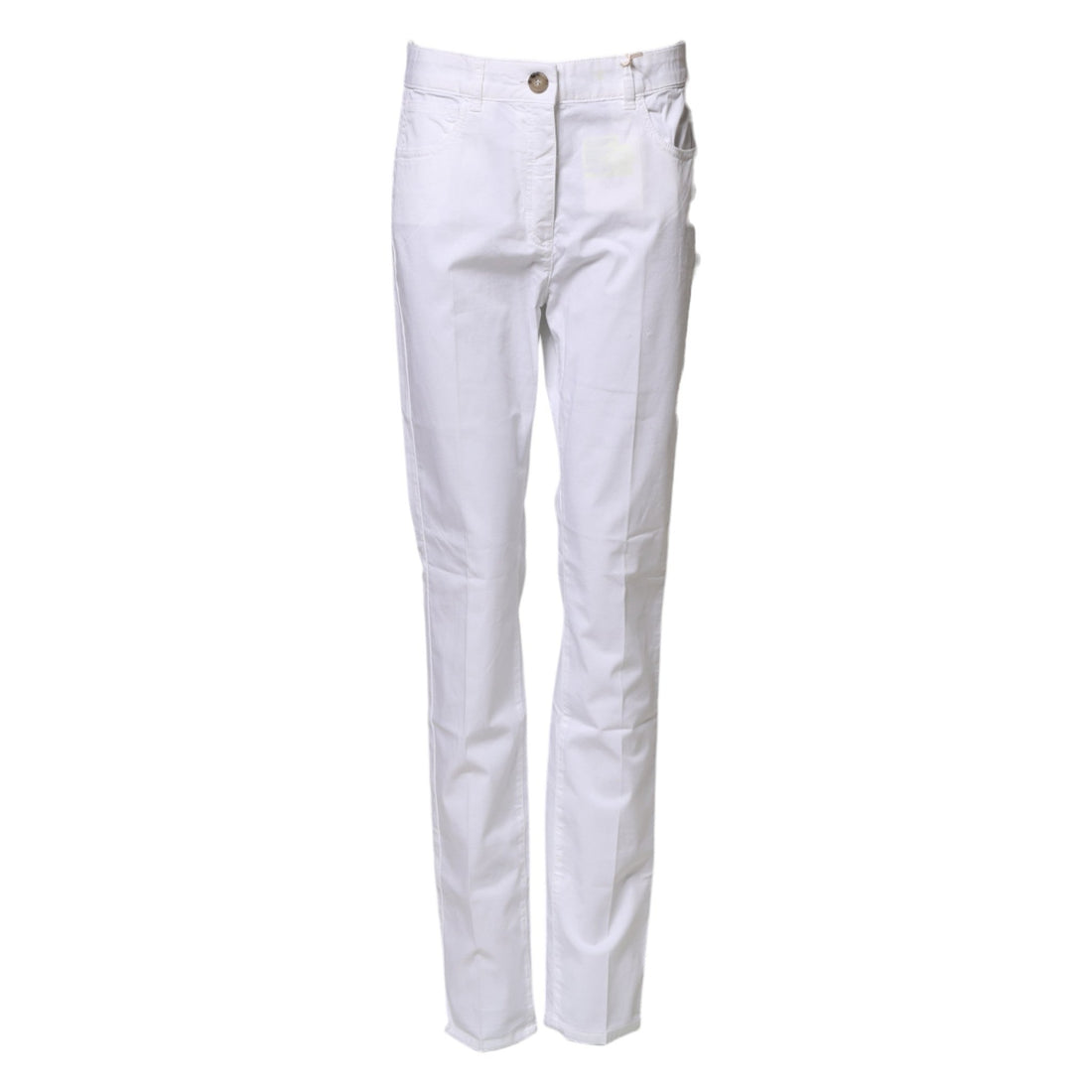 Peserico White Cotton Skinny Mid Waist Chino Trouser Pants - RIMODA
