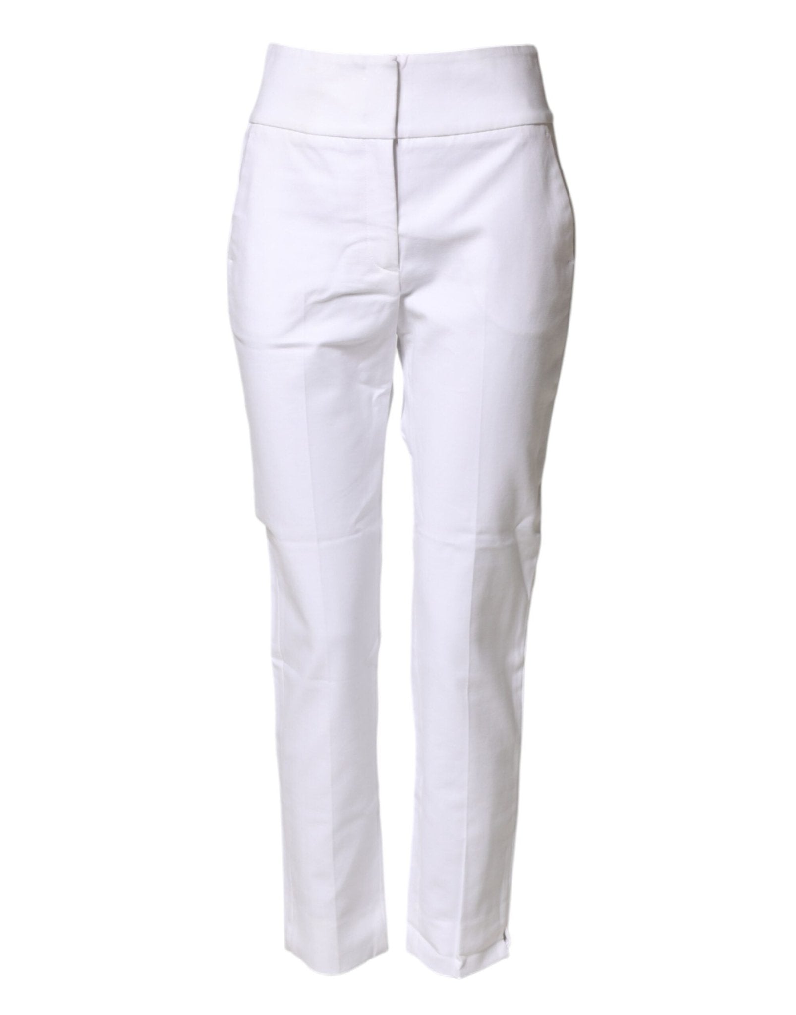 Peserico White High Waist Tapered Fit Chino Trouser Pants - RIMODA