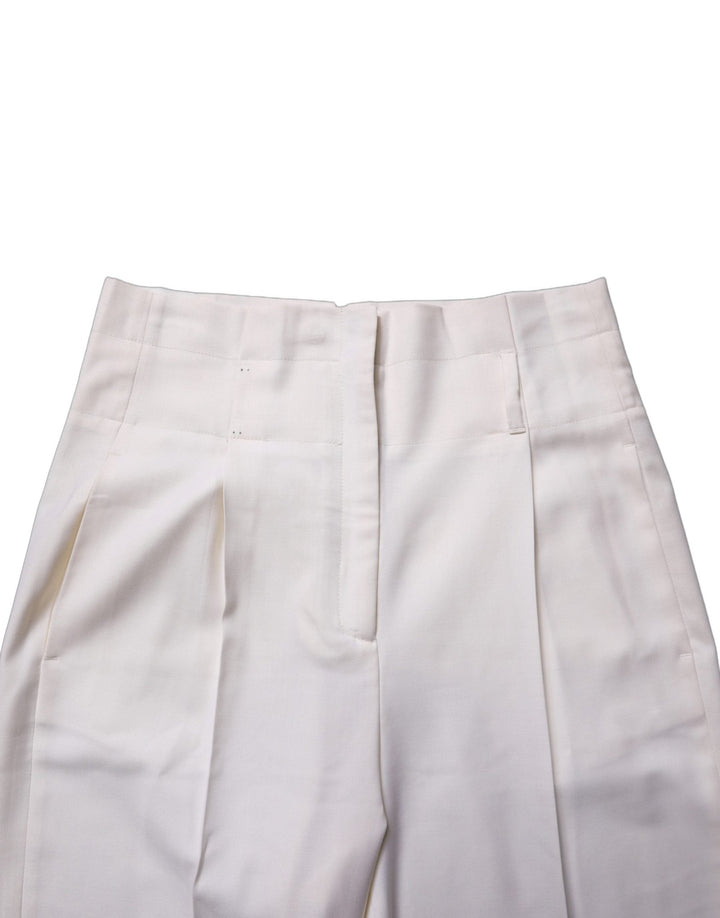 Peserico White Skinny High Waist Chino Cropped Trouser Pants - RIMODA