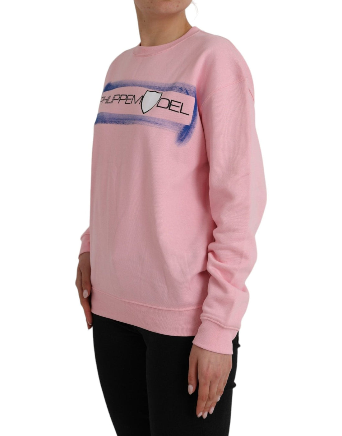 Philippe Model Pink Cotton Logo Print Long Sleeves Pullover Sweater - RIMODA
