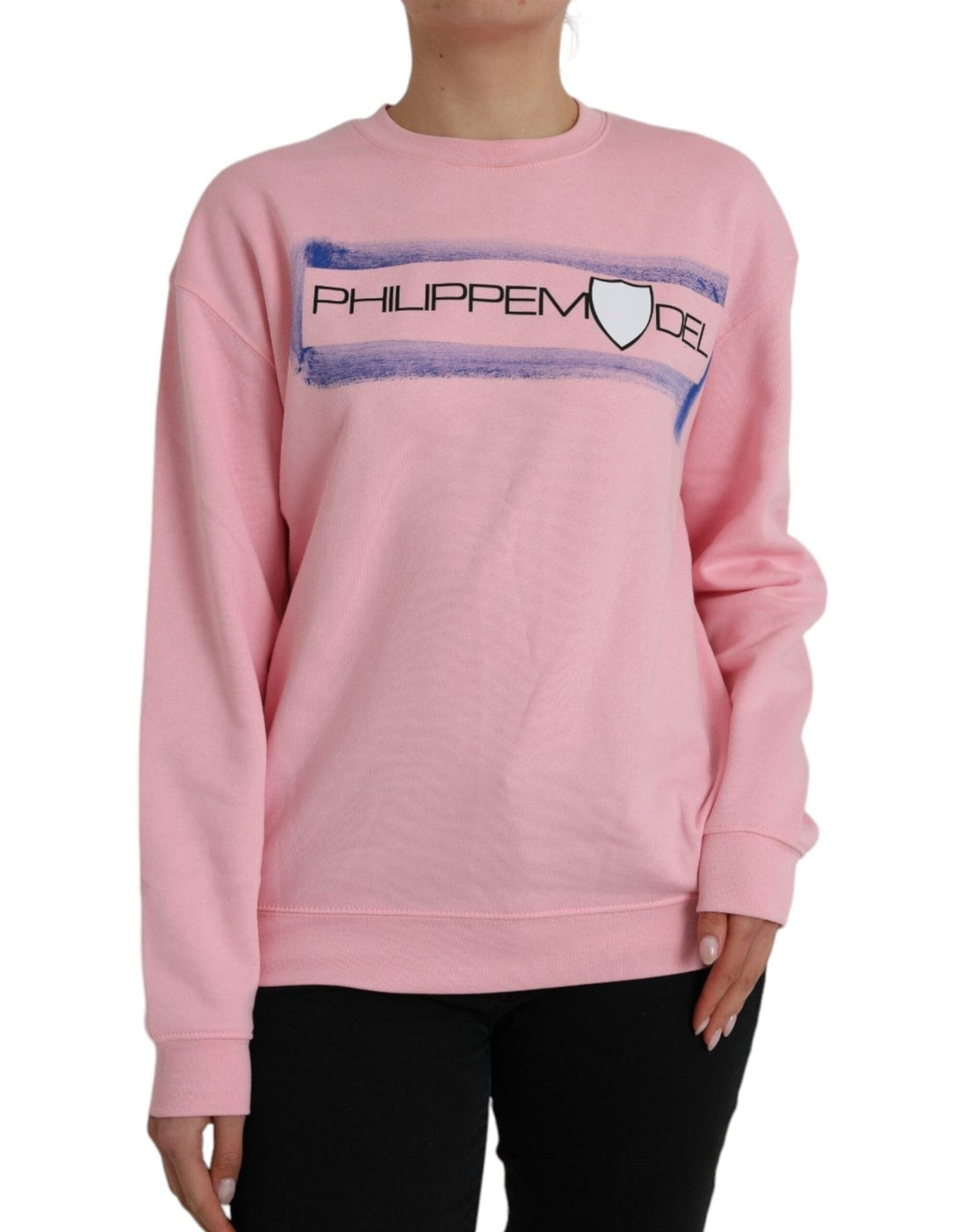 Philippe Model Pink Cotton Logo Print Long Sleeves Pullover Sweater - RIMODA