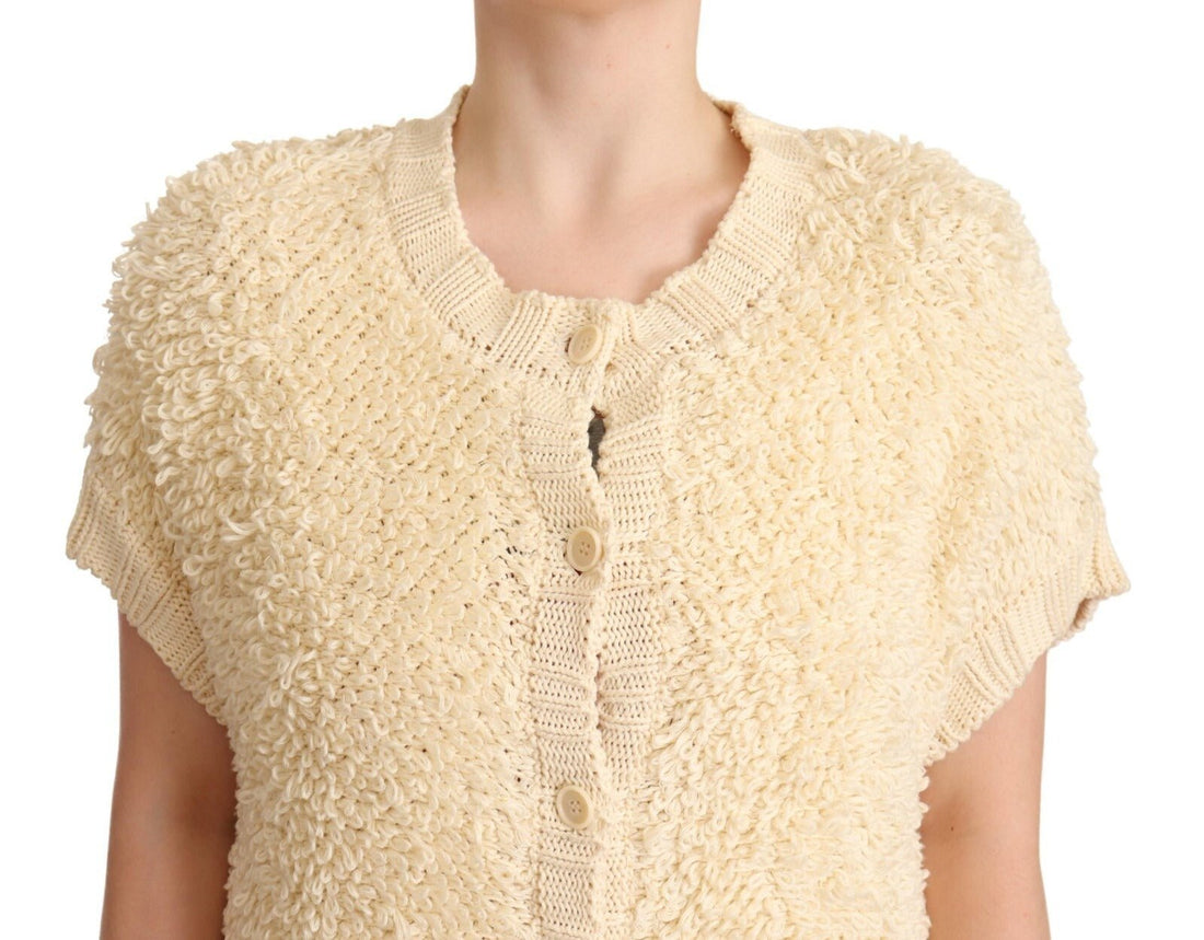 Philosophy Beige Black Short Sleeve Button Cardigan Sweater - RIMODA