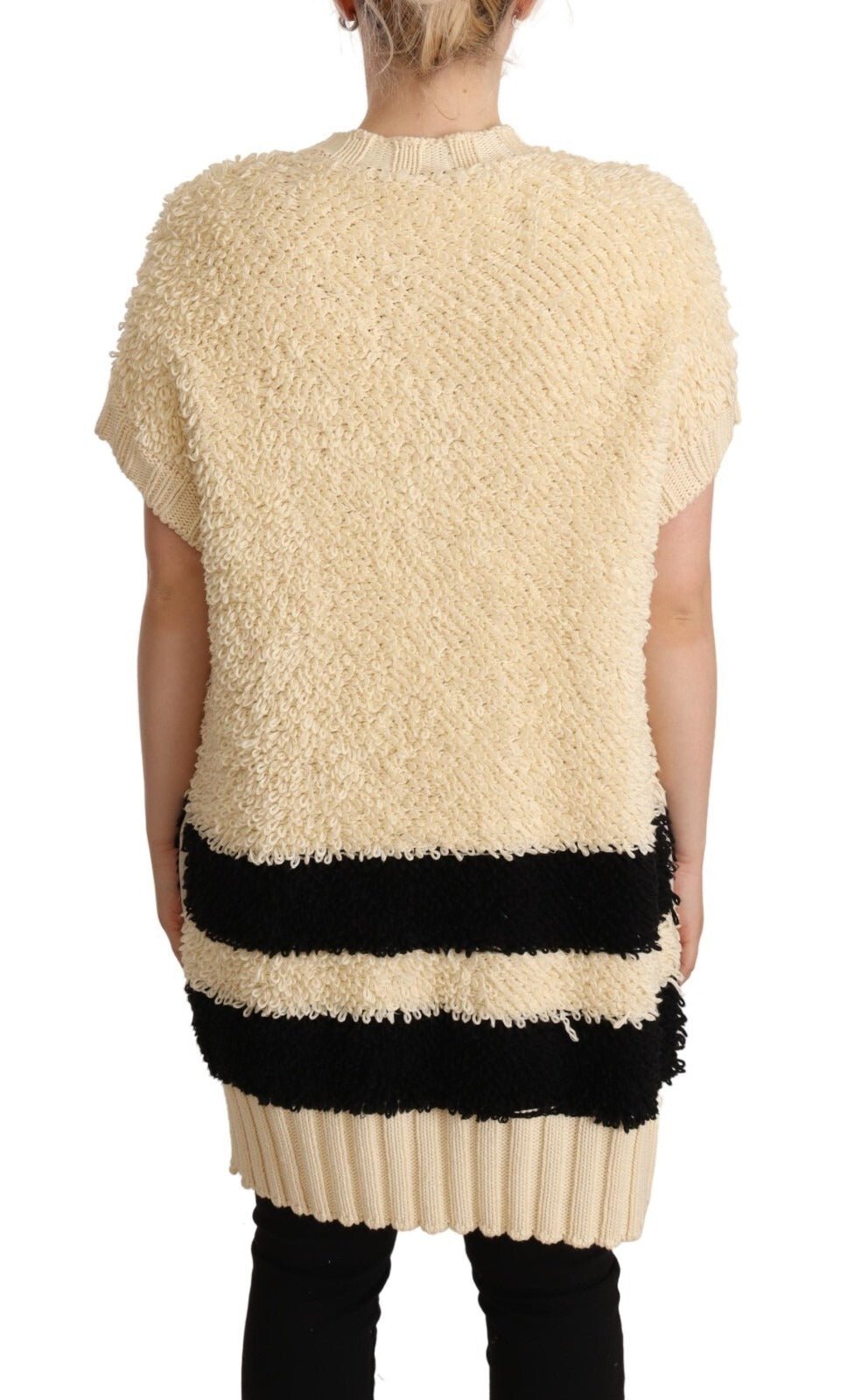 Philosophy Beige Black Short Sleeve Button Cardigan Sweater - RIMODA