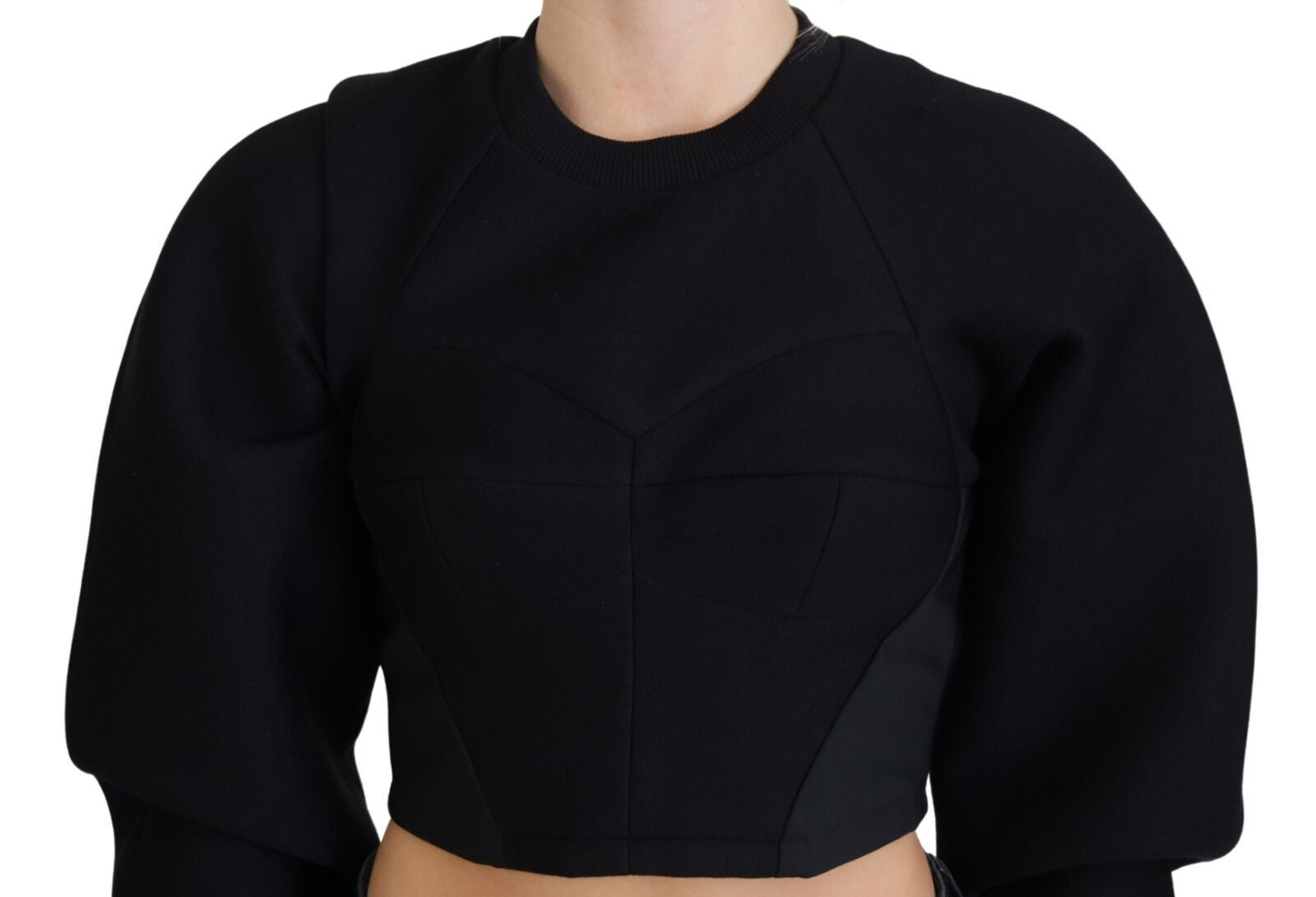 Philosophy Black Cropped Zipper Back Sweatshirt Sweater - RIMODA