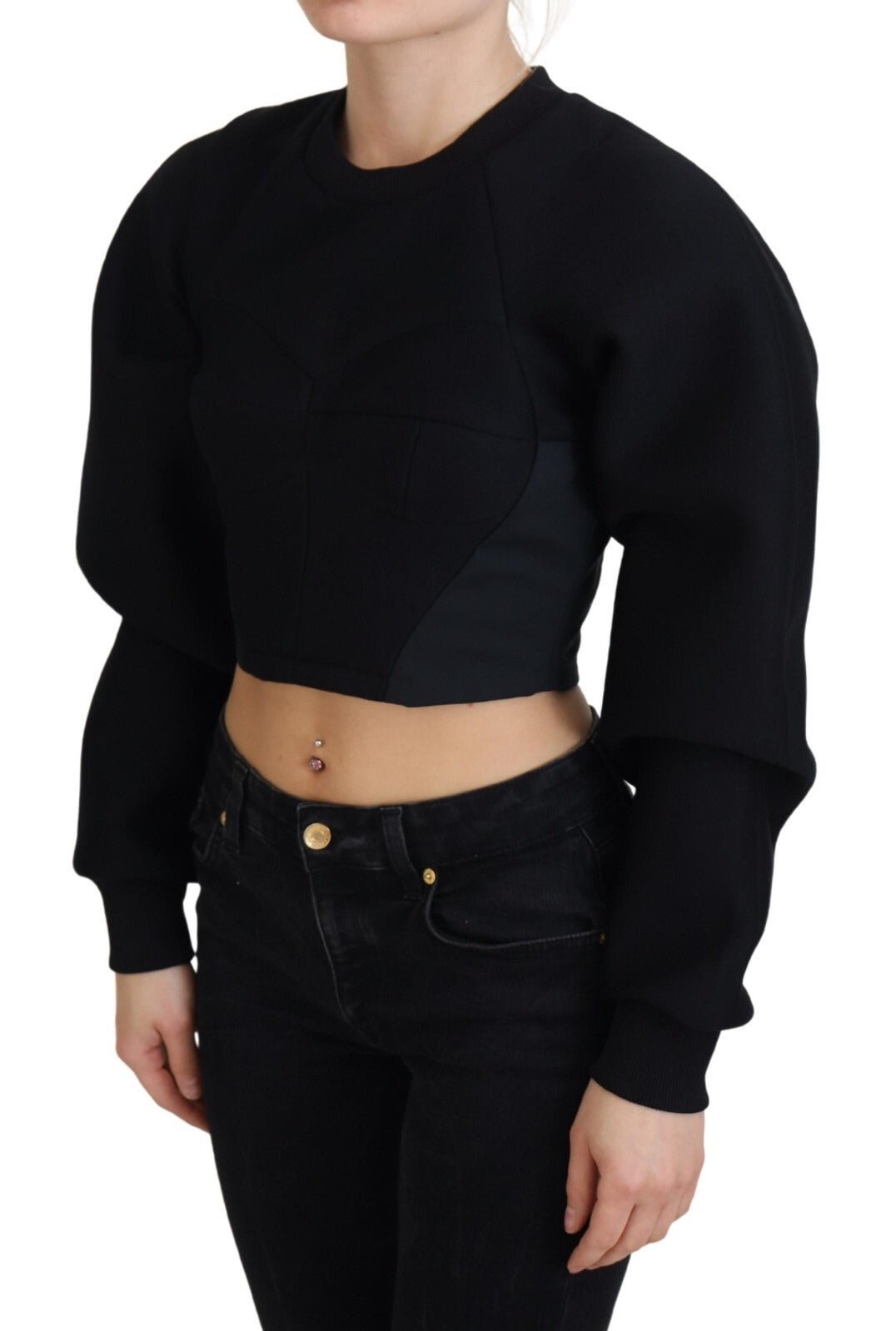 Philosophy Black Cropped Zipper Back Sweatshirt Sweater - RIMODA