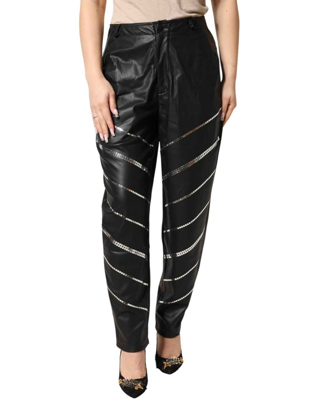 Philosophy di Lorenzo Serafini Black Embellished Tapered Pants - RIMODA