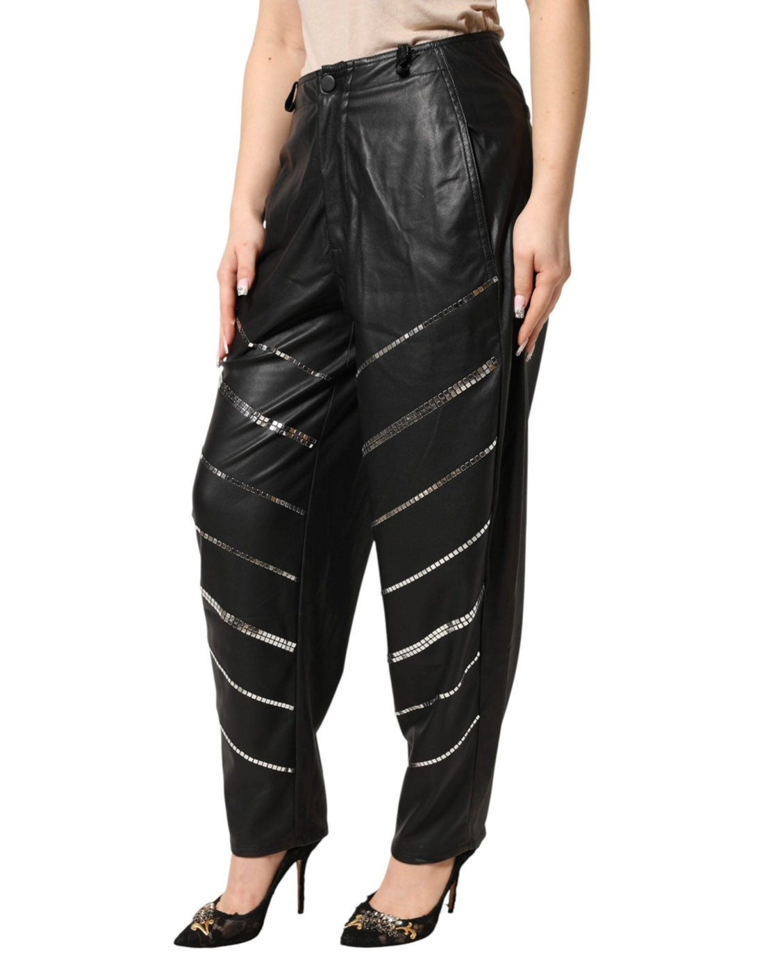 Philosophy di Lorenzo Serafini Black Embellished Tapered Pants - RIMODA