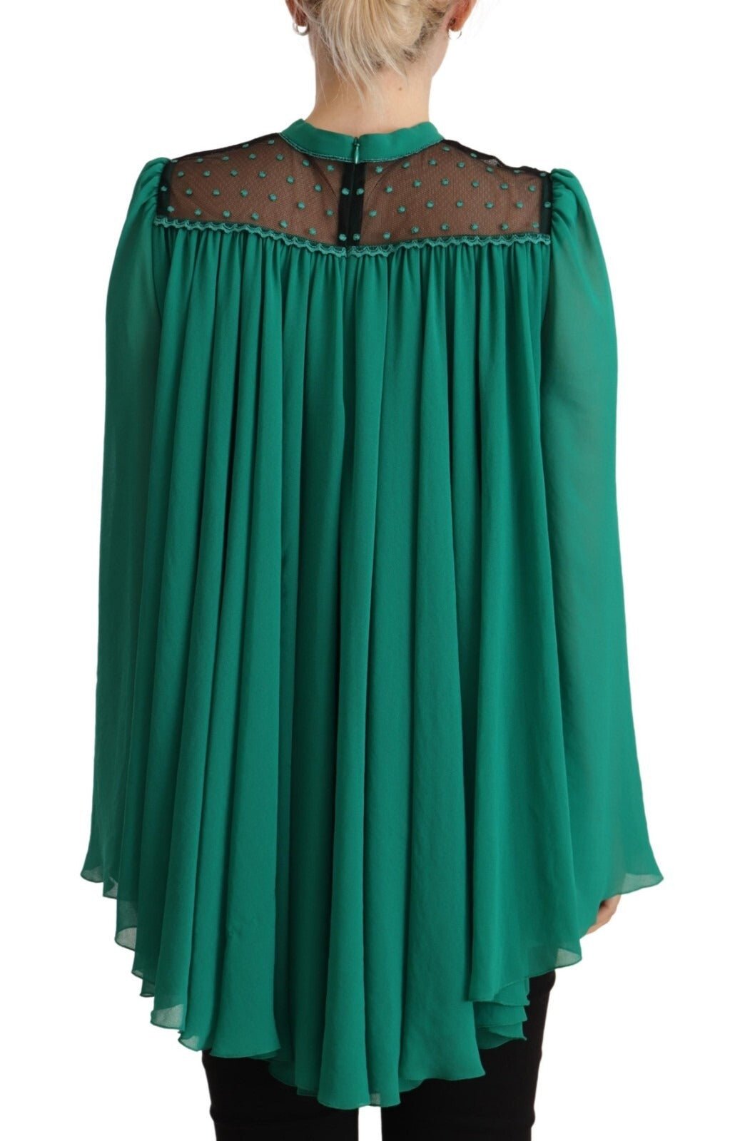 Philosophy Green Lace Polyester Long Sleeves Pleated Top Blouse - RIMODA