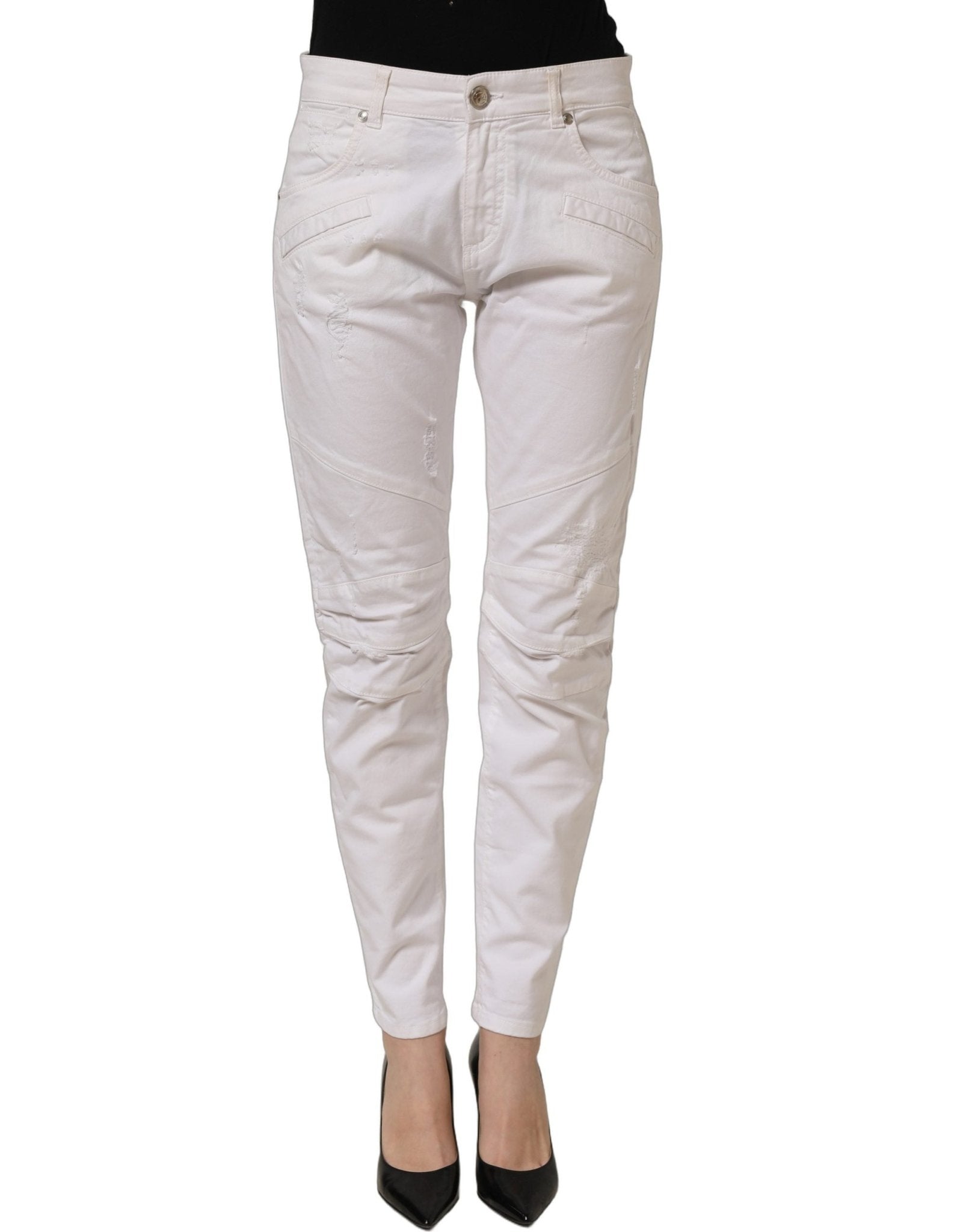 Pierre Balmain White Cotton Stretch Skinny Denim Trouser Jeans - RIMODA